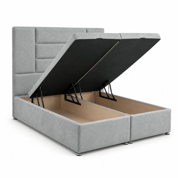 Great British Beds Madrid Divan Ottoman Bed - Silver Plush