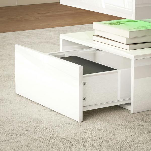 Wyld Haus Lomoyo cm High Gloss White LED Coffee Table With Integrated Storage