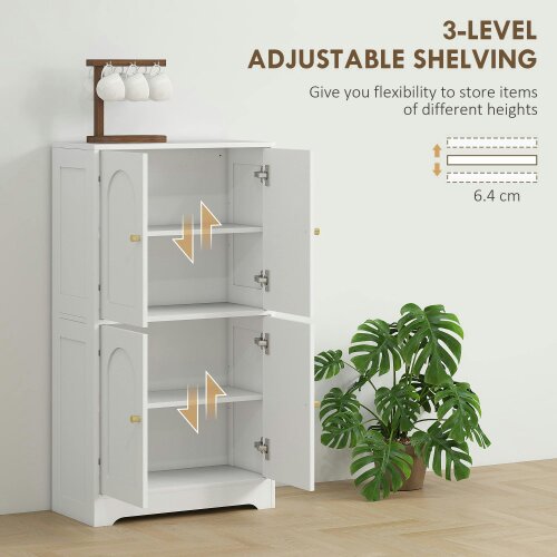 Wyld Haus Suzino 110cm Wooden White 4 Door Kitchen Storage Cabinet With Adjustable Shelves