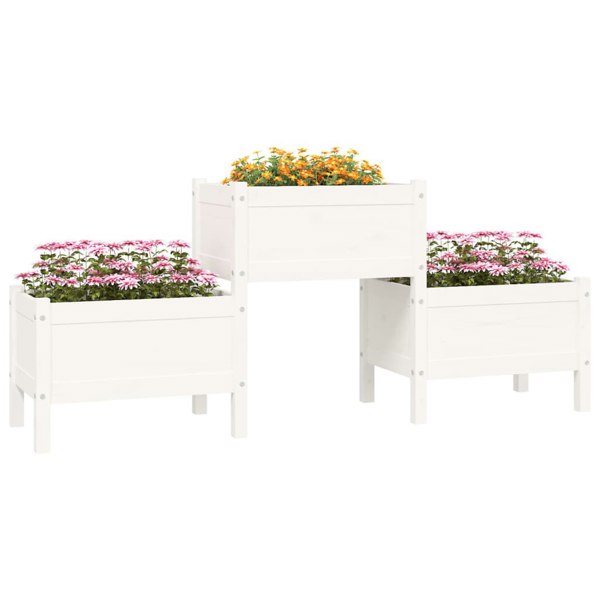 Berkfield Planter White 178.5x44x75 cm Solid Wood Pine