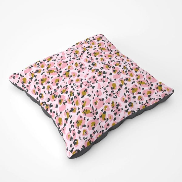 Warren Reed Hand Drawn Pink Leopard Print Floor Cushion