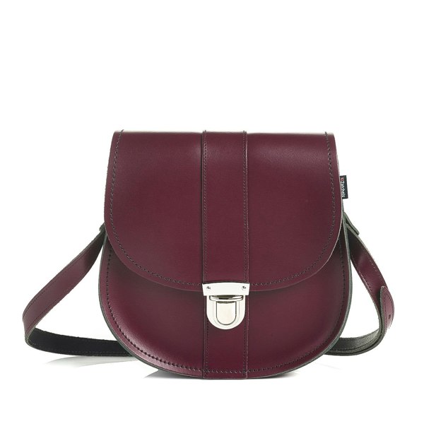 Zatchels Handmade Leather Pushlock Saddle Bag - Marsala Red