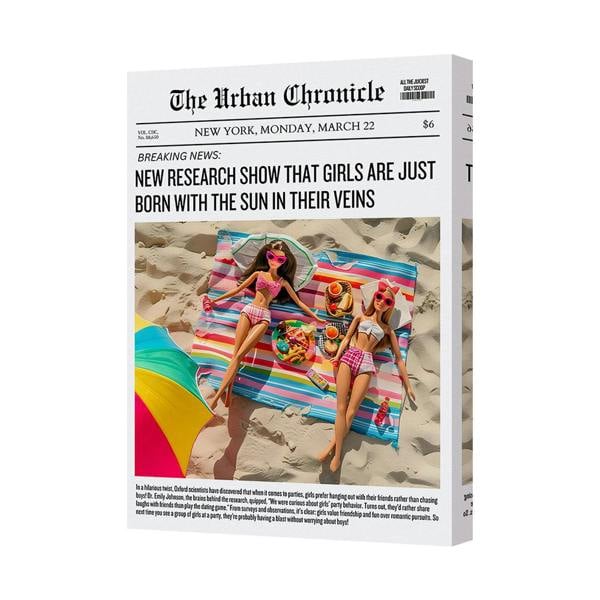Benjamin Tate Design Canvas Wall Art The Urban Chronicle Beach Scene With Dolls