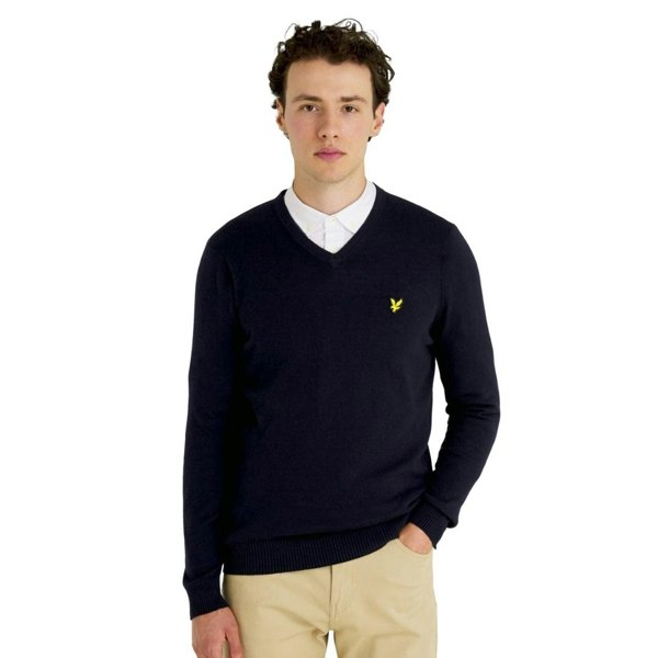 Lyle & Scott Cotton Merino V-Neck Jumper - Dark Navy