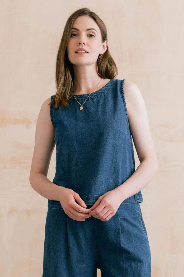 Lily & Me Cora Denim Button Back Vest