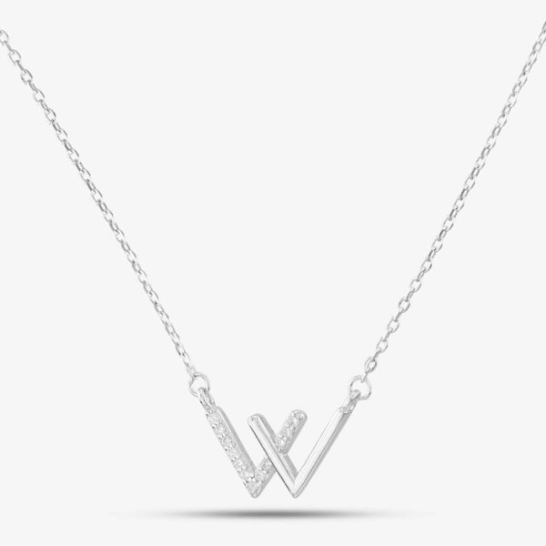 T. H. Baker Sterling Silver Cubic Zirconia Two V's Necklace N611086