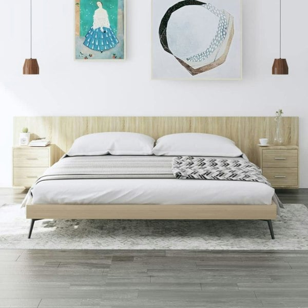 Berkfield Bed Headboard with Cabinets Sonoma Oak Engineered Wood