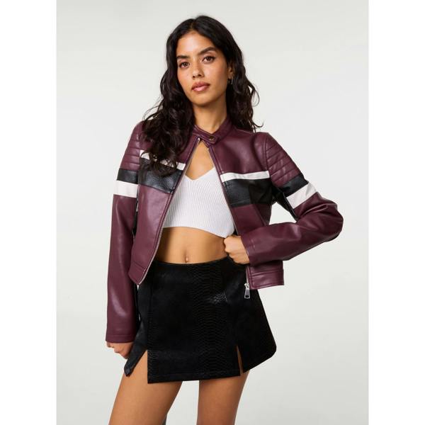 Pink Vanilla Cropped Motocross Biker Jacket