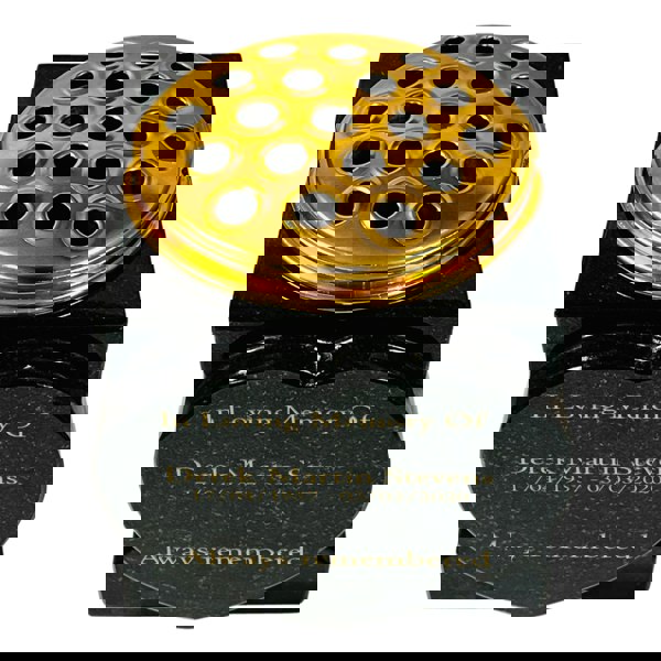 Memorials Direct Granite Heart-Shaped Vase- Premium Black with Gold Metal Flower Pot Insert – 6x6x6 Inches