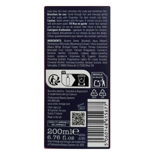 Vines Vintage Eau de Quinine 200ml Hair Tonic
