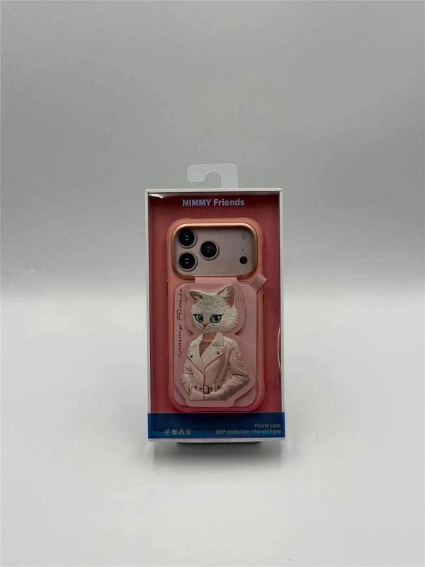 Nimmy Friends Nimmy White Cat Magnetic Combo Case with Detachable MagSafe Card Holder Stand for iPhone 17 Pro 6.3" Pink - N-CXMC-KTZH-IP17-PRO-04