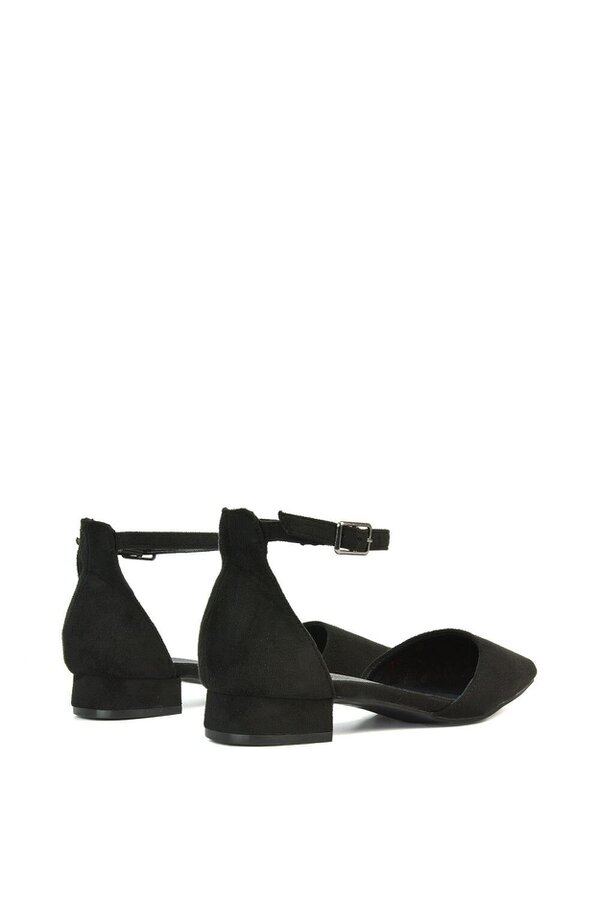 XY LONDON Low Heel Flat Pointed Toe Ankle Strap Court Shoes