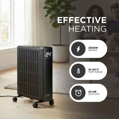 DMD Collective Smart WiFi Electric Radiator Heater with Remote & Timer 2500W