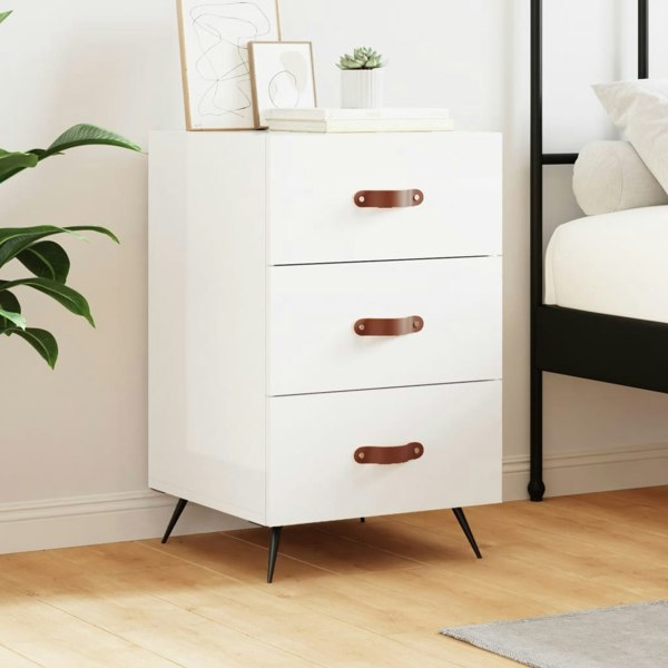 Berkfield Bedside Cabinet High Gloss White 40x40x66 cm Engineered Wood