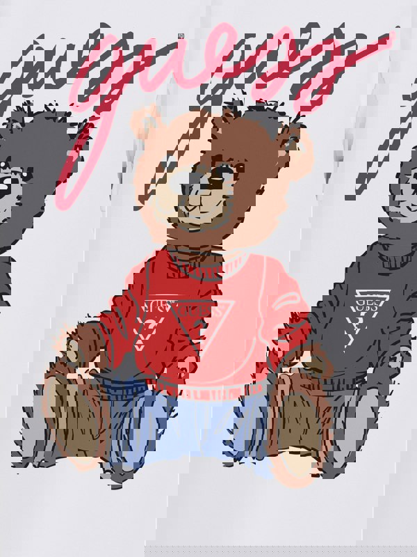 Guess Kids Teddy Bear Logo T-Shirt in White