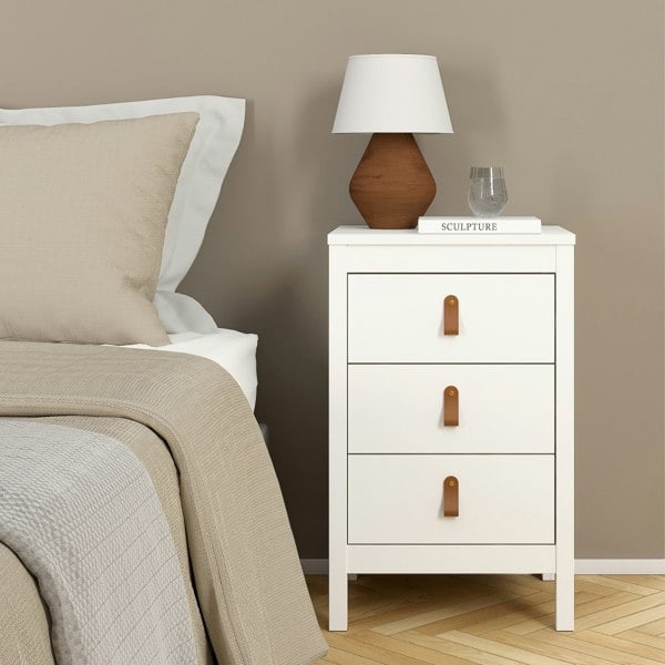 Furniture To Go Barcelona Bedside Table 3 Drawers in White
