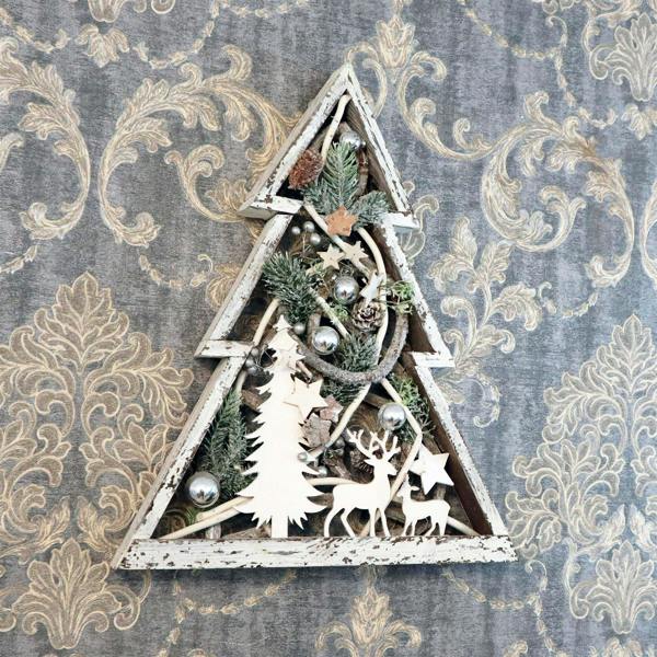 43cm Christmas Tree Wooden LED Frame Centrepiece Decoration with Warm White Lights image 6