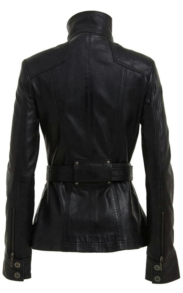 Infinity Leather Womens Military Style Leather Biker Jacket-Phoenix