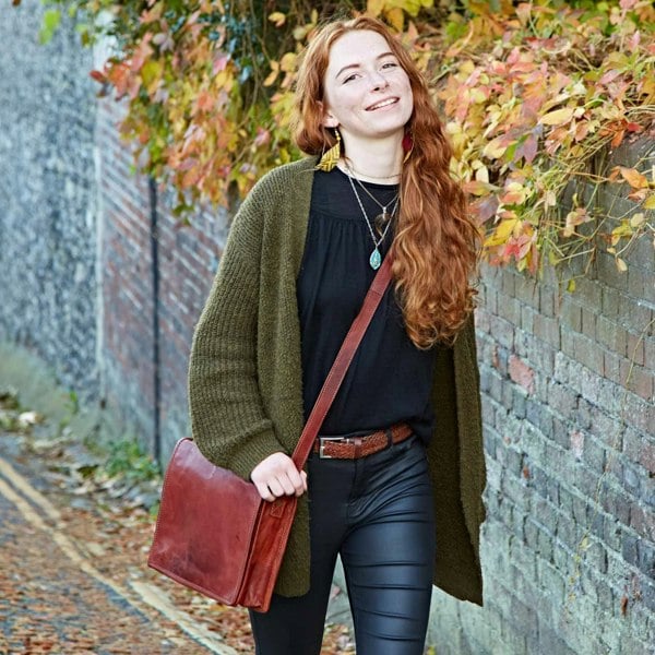 Paper High Brown Leather Messenger Bag