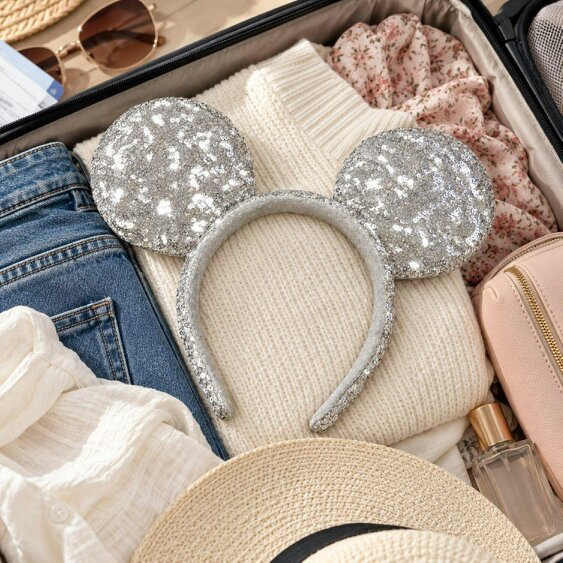 Onomato! Women's Disney Mickey Mouse Silver Sequin Ears Headband
