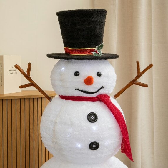 Samuel Alexander 1.2m (4ft) Light up Foldable Christmas Snowman with 100 White LEDs