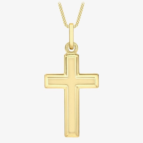 T. H. Baker 9ct Yellow Gold Bevelled-Edge Cross Pendant 1.64.2611