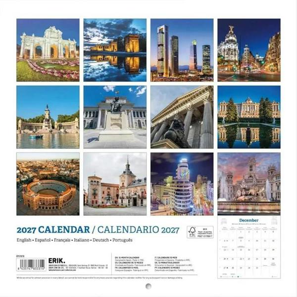 Madrid Calendar 2027, Wall Calendars, Month To View, Travel, Gift
