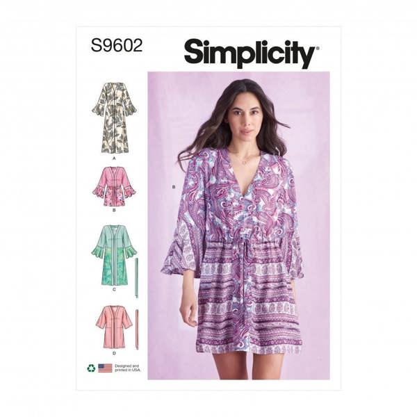 Simplicity Sewing Pattern 9602, Dresses, Jackets, Robes for Women, H5 (6-8-10-12-14) - Intermediate