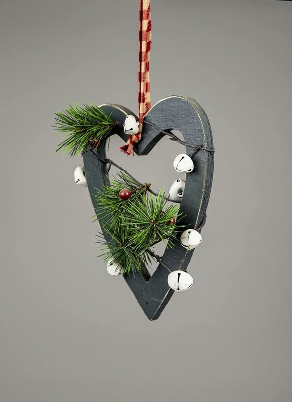 30 cm Wooden Hanging Heart Decoration in Green for Christmas and Seasonal Displays image 1