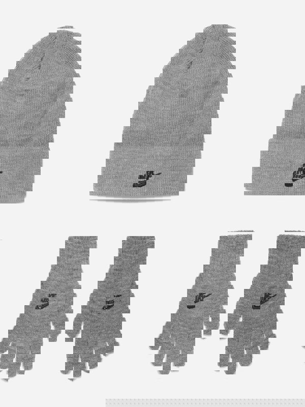 Nike Kids Club Beanie and Glove Set in Grey