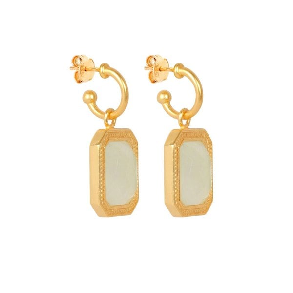 Lila Rasa Rectangular Sparkling White Crystal Hoops