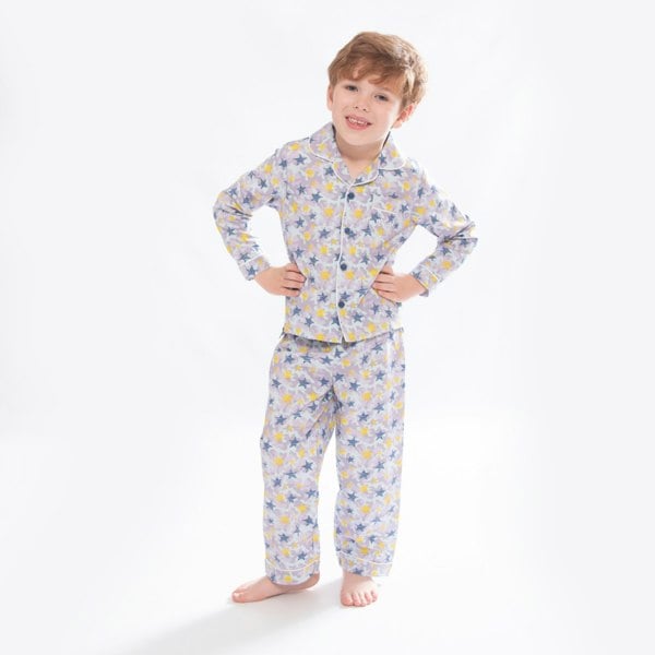 Luca and Rosa Shining Stars Print Boys Button Up Pyjamas