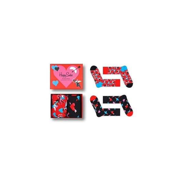 Happy Socks 2-Pack I Love You Socks Gift Box, Red/Black
