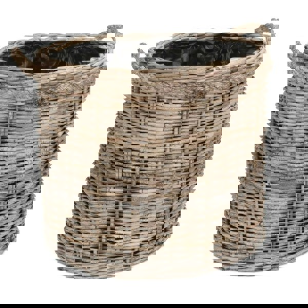 Rope Handled Rattan Round Planter