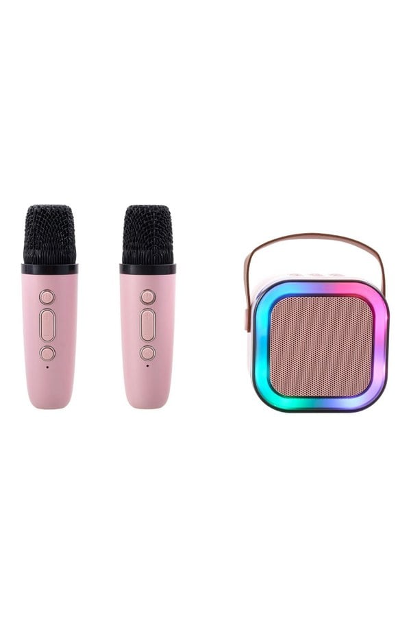 Living and Home Portable Karaoke Machine with Wireless Microphones and RGB Lights