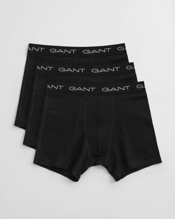GANT Mens Slim Fit Cotton Jersey Boxer Briefs 3-Pack - 5 Black
