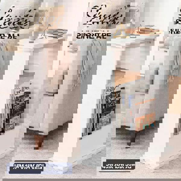 Levede Side Table with Magazine Rack Modern Slim End Table for Living Room