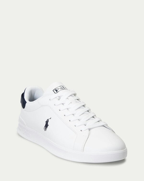 Ralph Lauren Heritage Court II Mens Leather Sneaker - White/Navy