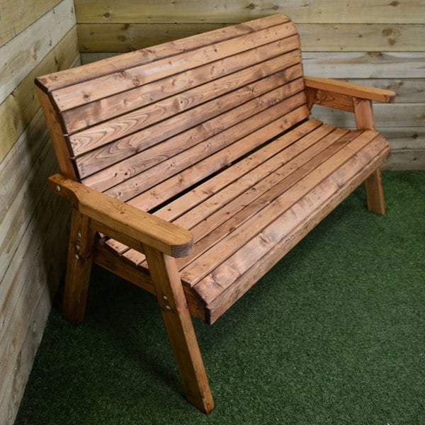 Samuel Alexander Hand Made Traditional 3 Seater Chunky Rustic Wooden Garden Bench Furniture