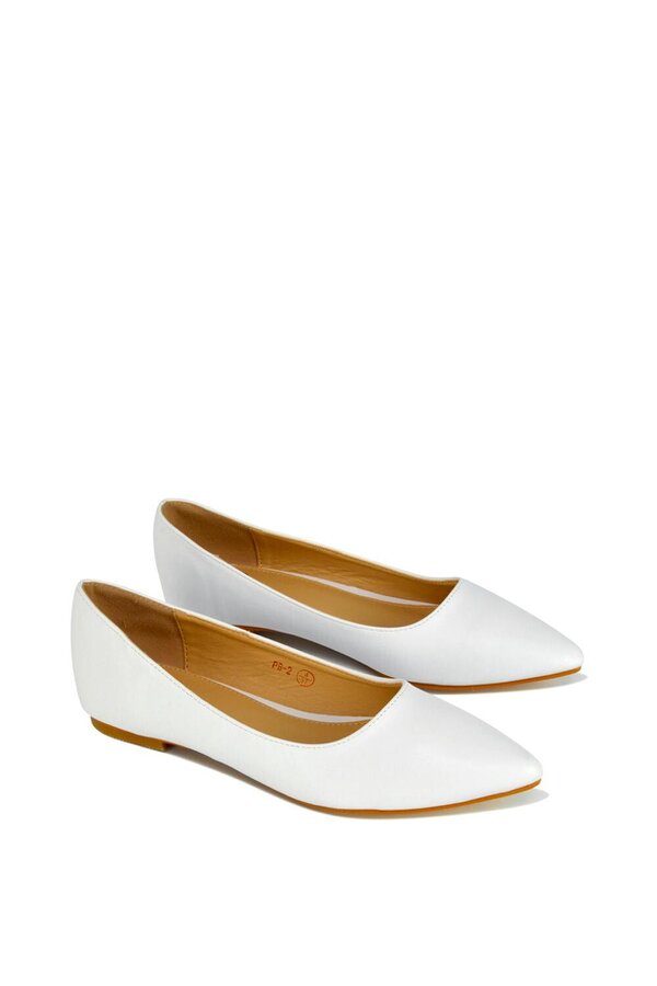 XY LONDON Pointed Toe Low Heel Bridal Ballerina Pump Shoes