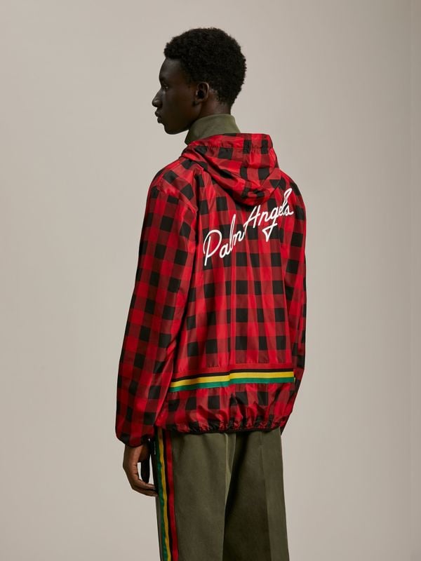 Palm Angels Buffalo Check Windbreaker Jacket - Red