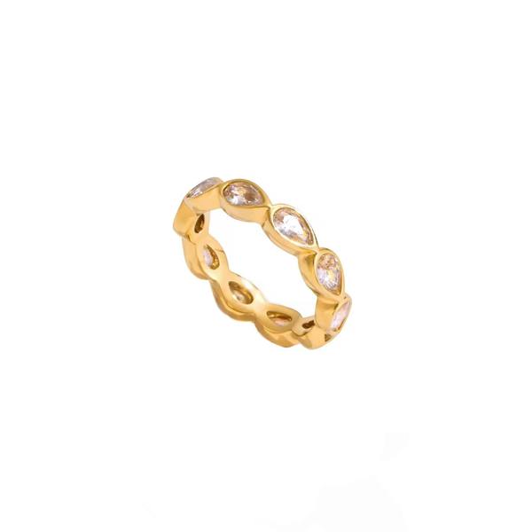 Luxe Tones Gracie Luxe 18k Gold Plated Pear Crystal Eternity Ring
