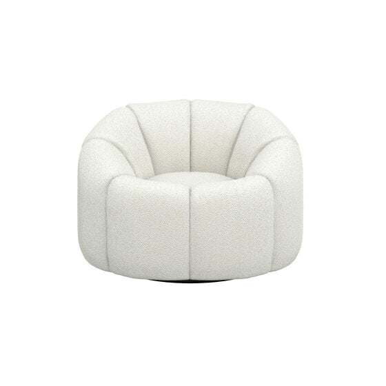 Wyld Haus Juniper Retro Upholstered Ivory Boucle Swivel Armchair