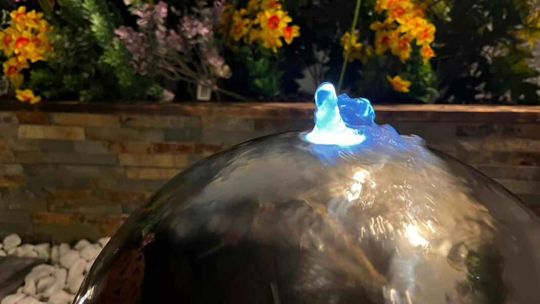 Tranquillity Water Features 20cm Stainless Steel Sphere Modern Metal Water Feature