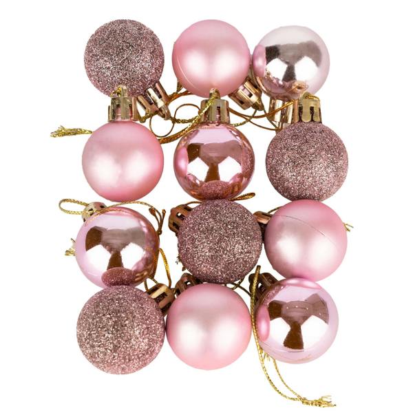 Pale Pink Shatterproof Christmas Baubles in 12 Pack and 24 Pack Options with Mixed Finishes image 9