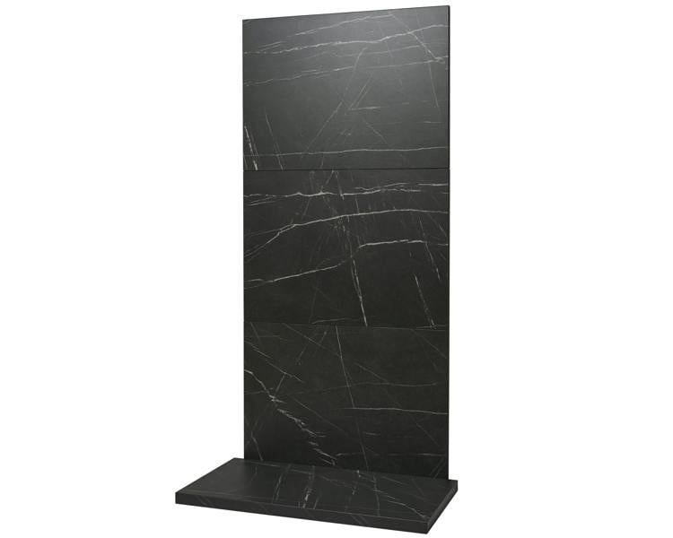 Acantha x3 Tile & Hearth Set in Black Marble Effect