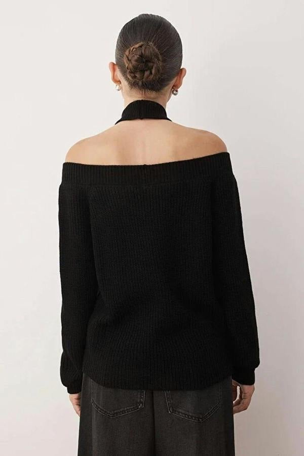 WOVCOR Crop Knit Sweater with Collar Detail