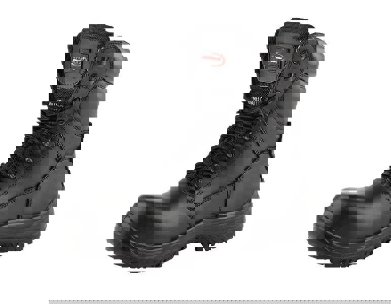 ARMA Scout Mens Metal-Free Composite Toe/Midsole S3 WP Safety Boots, black tactical work boots with reinforced toes and waterproof feature.