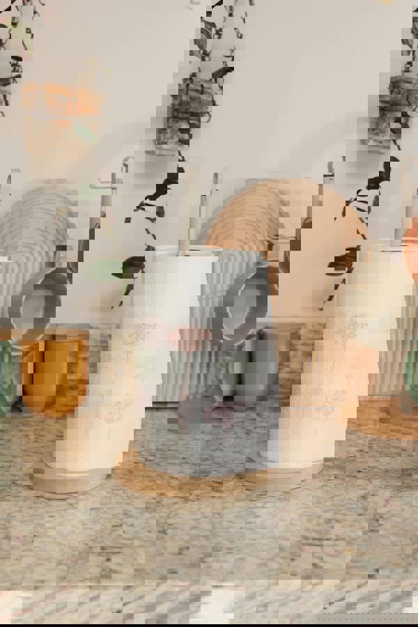 KitchenCraft Idilica Metal Kitchen Roll Holder with Beechwood Base