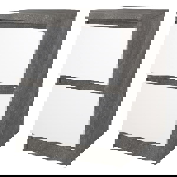 Furniture To Go Naia Bedside 2 Drawers in Concrete/White high gloss